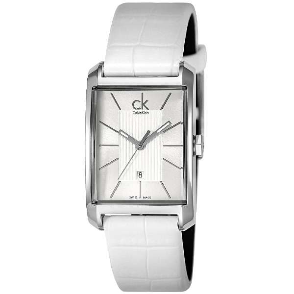 Calvin Klein Window White Dial White Leather Strap Watch for Women - K2M23120