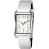 Calvin Klein Window White Dial White Leather Strap Watch for Women - K2M23120