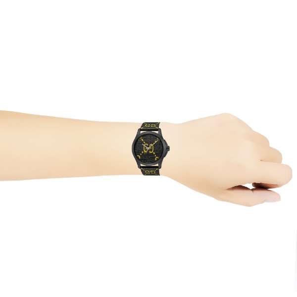 Gucci G Timeless Ghost Black Dial Black Leather Strap Watch  display picture 3