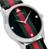 Gucci G Timeless Quartz Black Dial Multicolored Black Leather Strap Watch For Men - YA1264079