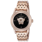 Versace Palazzo Empire Black Dial Rose Gold Steel Strap Watch for Men - VERD00718