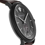 Versace V-Circle Manifesto Black Dial Maroon Leather Strap Watch for Men - VBQ040017