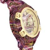 Versace Icon Active Chronograph Quartz Gold Dial Red Leather Strap Watch For Men - VEZ701222