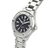 Jam Tangan Tag Heuer Aquaracer Quartz Diamonds Black Dial Silver Steel Strap untuk Wanita - WAY131P.BA0748