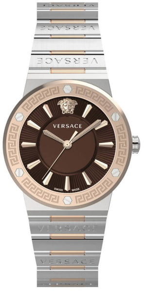 Versace Grace Quartz Brown Dial Two Tone Steel Strap Watch For Women - VEVH01220