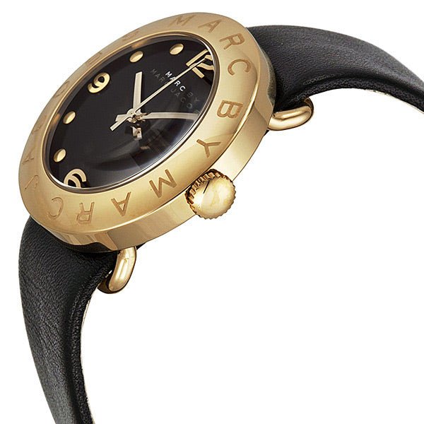 MARC BY MARC JACOBS MBM1154 ゴールドブラック Marc Jacobs Amy Black Dial Black Leather Strap Watch for Women