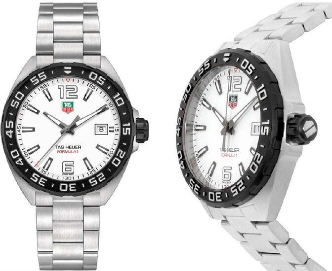 Tag Heuer Formula 1 WAZ1111.BA0875 – Orologio Uomo Al Quarzo, Cinturino In Acciaio Argento E Quadrante Bianco, Stile Sportivo