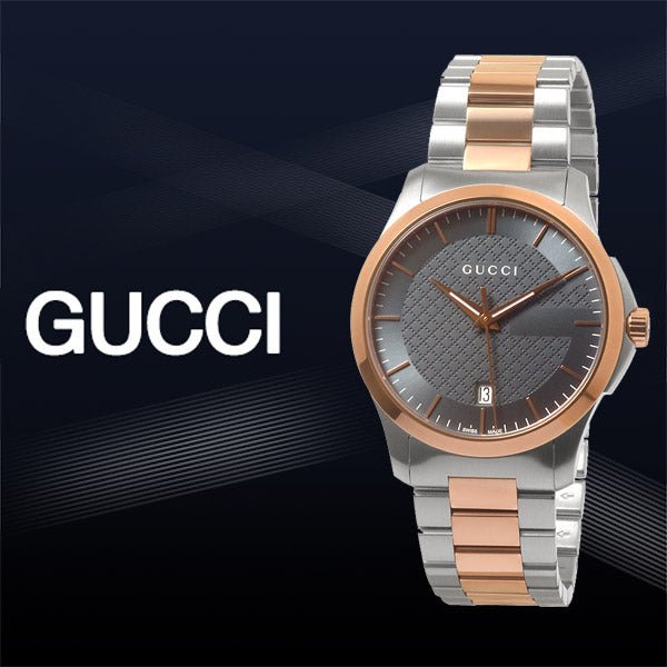 Gucci G Timeless Grey Dial Two Tone Steel Strap Watch For Men
