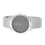 Calvin Klein Minimalist Black Dial Silver Mesh Bracelet Watch for Men - K3M2112X