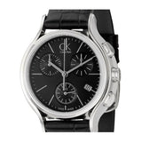 Calvin Klein Skirt Chronograph Black Dial Black Leather Strap Watch for Men - K2U291C1