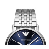 Emporio Armani Kappa Quartz Blue Dial Silver Steel Strap Watch For Men - AR80010