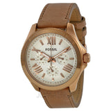 Fossil Cecile White Dial Sand Leather Strap Watch for Women - AM4532