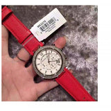 Michael Kors Parker Silver Dial Red Leather Strap Watch for Women - MK2278