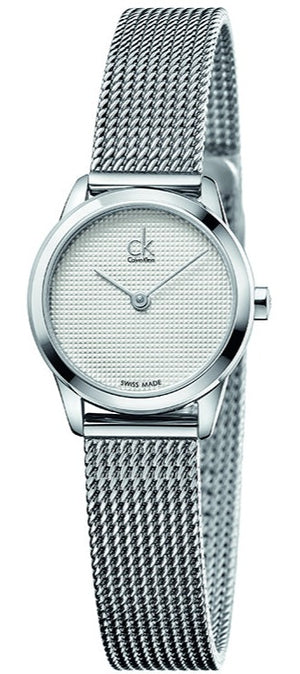 Calvin Klein Minimal White Dial Silver Mesh Bracelet Watch for Women - K3M2312Y