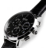Hugo Boss Chronograph Black Dial Black Leather Strap Watch For Men - 1513266