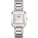 Tissot T Wave Diamonds Mother of Pearl Dial Silver Steel Strap Watch for Women - T02.1.285.74