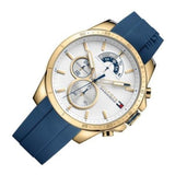 Tommy Hilfiger Decker White Dial Blue Rubber Strap Watch for Men - 1791353