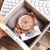 Michael Kors Briar Quartz Rose Gold Dial Rose Gold Steel Strap Watch For Women - MK6465