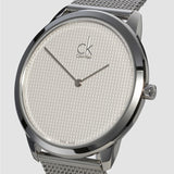 Calvin Klein Minimal White Dial Silver Mesh Bracelet Watch for Women - K3M2312Y