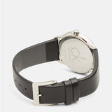 Calvin Klein Minimal Grey Dial Black Leather Strap Watch for Men - K3M221C3