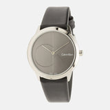 Calvin Klein Minimal Grey Dial Black Leather Strap Watch for Men - K3M221C3