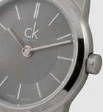 Calvin Klein Minimal Grey Dial Silver Mesh Bracelet Watch for Women - K3M23124