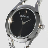 Calvin Klein Class Black Dial Silver Steel Strap Watch for Women - K6R23121