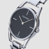 Calvin Klein Dainty Black Dial Silver Steel Strap Watch for Women - K7L23141