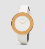 Calvin Klein Chic White Dial White Leather Strap Watch for Women - K7N236K2