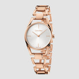 Calvin Klein Dainty White Dial Rose Gold Steel Strap Watch for Women - K7L23646