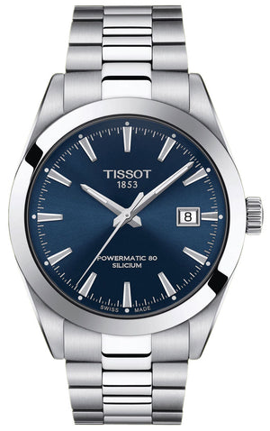 Tissot Gentlemen Powermatic 80 Silicium Blue Dial Silver Steel Strap Watch For Men - T127.407.11.041.00