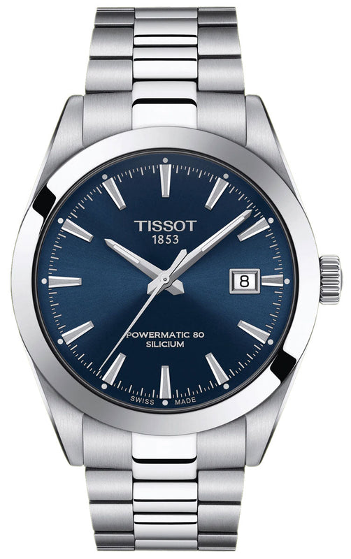Jam Tangan Pria Tissot Gentlemen Powermatic 80 Silicium Blue Dial Silver Steel Strap - T127.407.11.041.00