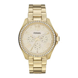 Fossil Stella Multifunction Gold Dial Gold Steel Strap Watch for Women - ES3589