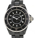 Chanel J12 Quartz Diamonds Black Dial Black Steel Strap Watch for Women - J12 H1625