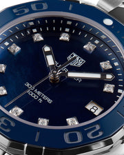 Tag Heuer Aquaracer Quartz Mother of Pearl Blue Dial Blue NATO Strap Watch for Women - WAY131L.FT6091