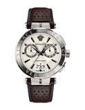 Versace Aion Chronograph White Dial Brown Leather Strap Watch for Men - VBR010017