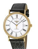Longines Presence 25.5mm Automatic White Dial Black Leather Strap Watch untuk Wanita - L4.921.2.11.2