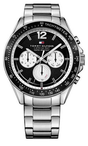 Tommy Hilfiger Luke Quartz Black Dial Silver Steel Strap Watch for Men - 1791120