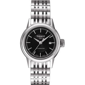 Tissot Carson Automatic Black Dial Silver Steel Strap Watch For Women - T085.207.11.051.00