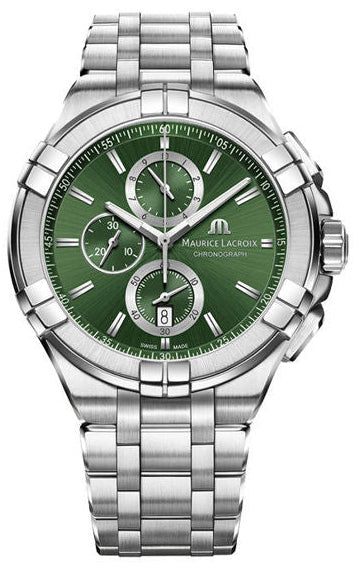 Reloj cronógrafo Maurice Lacroix Aikon con esfera verde y correa