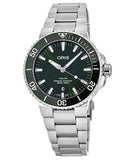 Oris Aquis Date Green Dial Silver Steel Strap Watch for Men - 0173377304157-0782405PEB