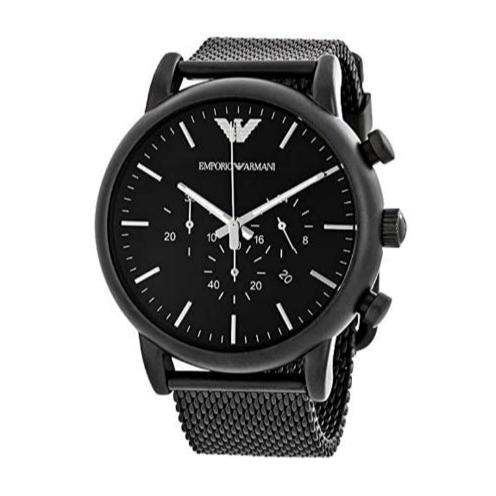 EMPORIO ARMANI腕時計 Emporio Armani Sport Chronograph Black Dial Black Mesh Bracelet