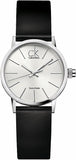 Calvin Klein Post Minimal Silver Dial Black Leather Strap Watch for Men - K7622185