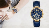 Michael Kors Sawyer Blue Dial Blue Leather Strap Watch for Women - MK2425