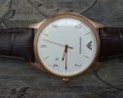 Emporio Armani Beta Chronograph White Dial Brown Leather Strap Watch For Men - AR1915