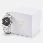 Guess Connoisseur Analog Black Dial Silver Steel Strap Watch For Men - GW0542G1