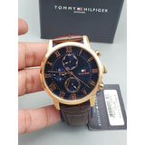 Tommy Hilfiger Kane Chronograph Quartz Blue Dial Brown Leather Strap Watch for Men - 1791399