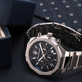 Maserati Stile Chronograph Blue Dial Silver Steel Strap Watch For Men - R8873642006