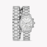 Michael Kors Runway Chronograph Analog Silver Dial Silver Steel Strap Watch for Women - MK7454