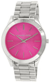 Michael Kors Slim Runway Quartz Pink Dial Silver Steel Strap Watch For Women - MK3291